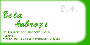 bela ambrozi business card
